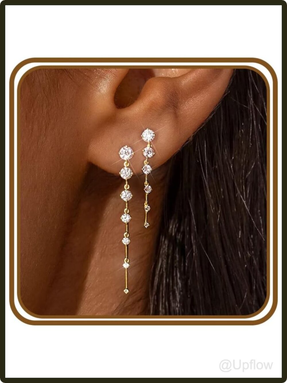 Women's Gold Plated Drop Dangle Earrings Zircon Lever Back Wedding Prom Gift